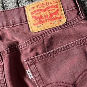 Levi's 514 Men's White Tab 29x32 Jeans in Maroon